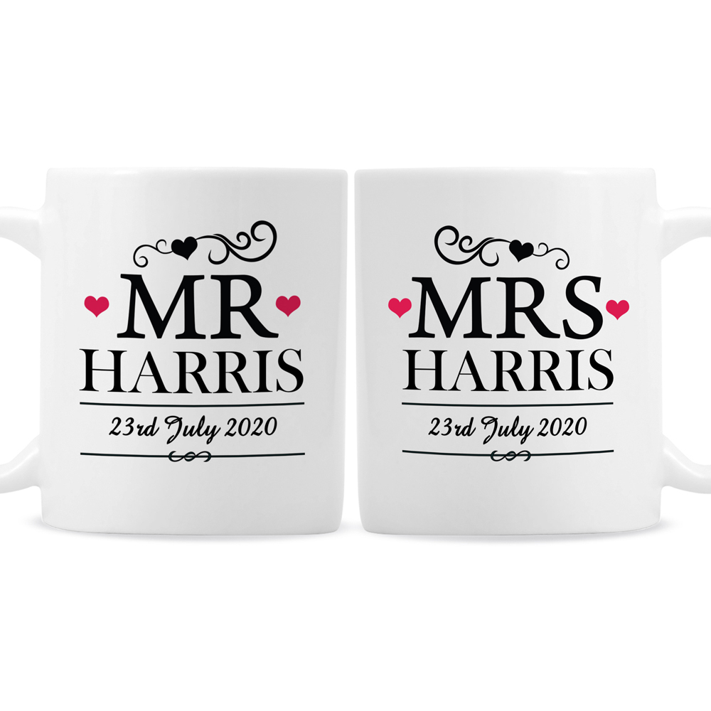 Personalised Memento Personalised Mr and Mrs Traditional Mug Set