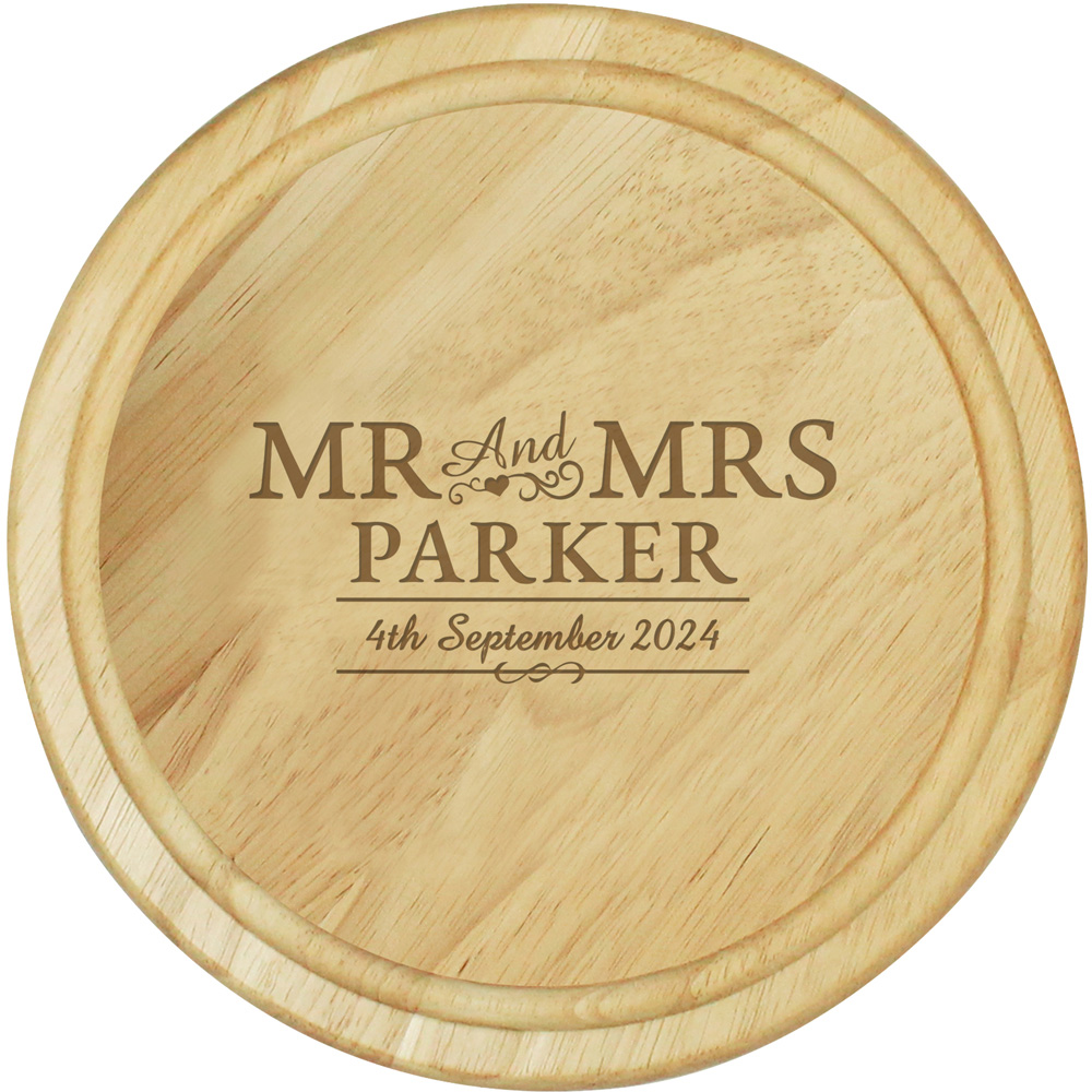 Personalised Memento Personalised Mr and Mrs Round Chopping Board
