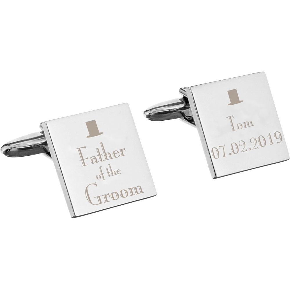Personalised Memento Personalised Wedding Father of the Groom Square Cufflink