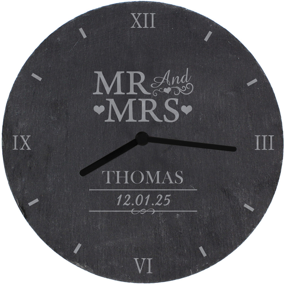 Personalised Memento Personalised Mr and Mrs Slate Clock