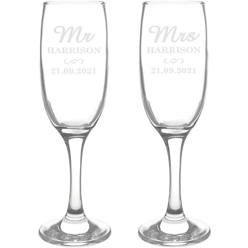 Personalised Memento Personalised Mr and Mrs Pair of Flutes