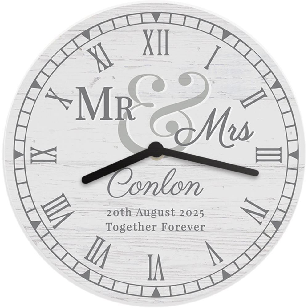 Personalised Memento Personalised Mr and Mrs Wooden Clock