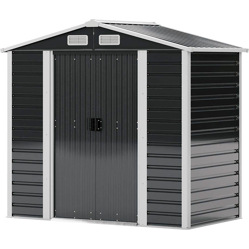 Living and Home 7 x 4ft 2 Door Anthracite Metal Garden Storage Shed