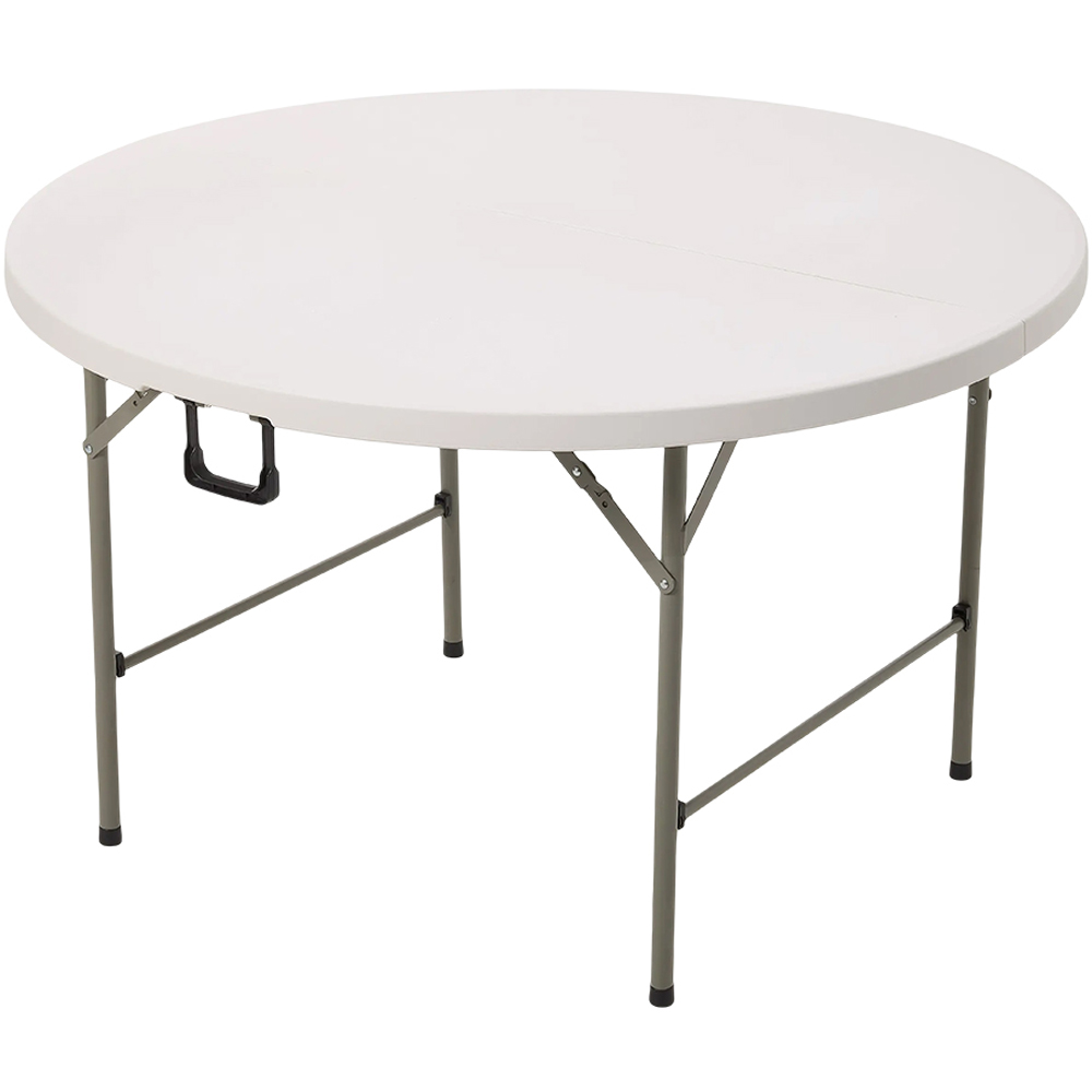 Living and Home White Outdoor Round Folding Camping Table with Handle
