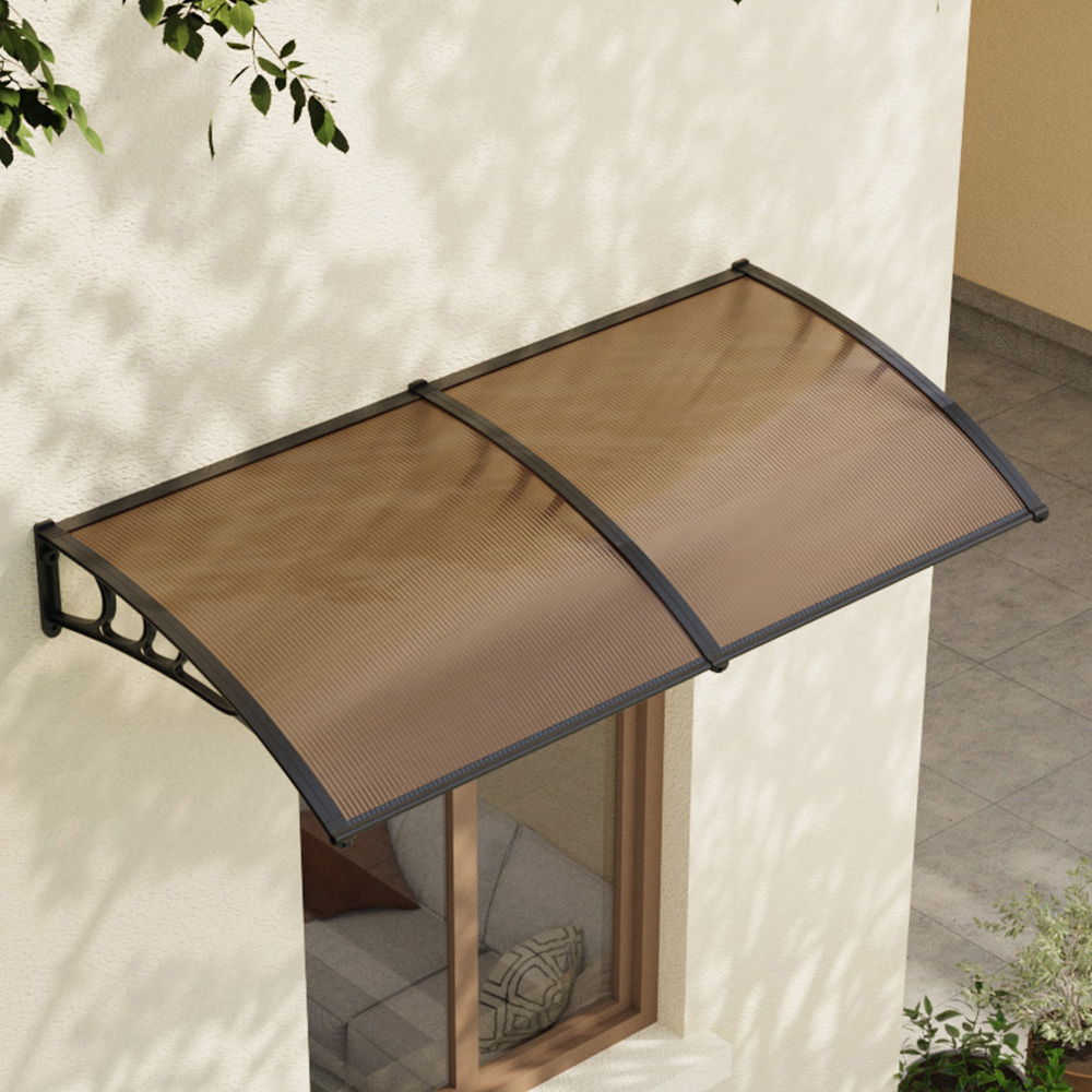Living and Home Dark Brown Curved Door and Window Canopy 1.9 x 1m