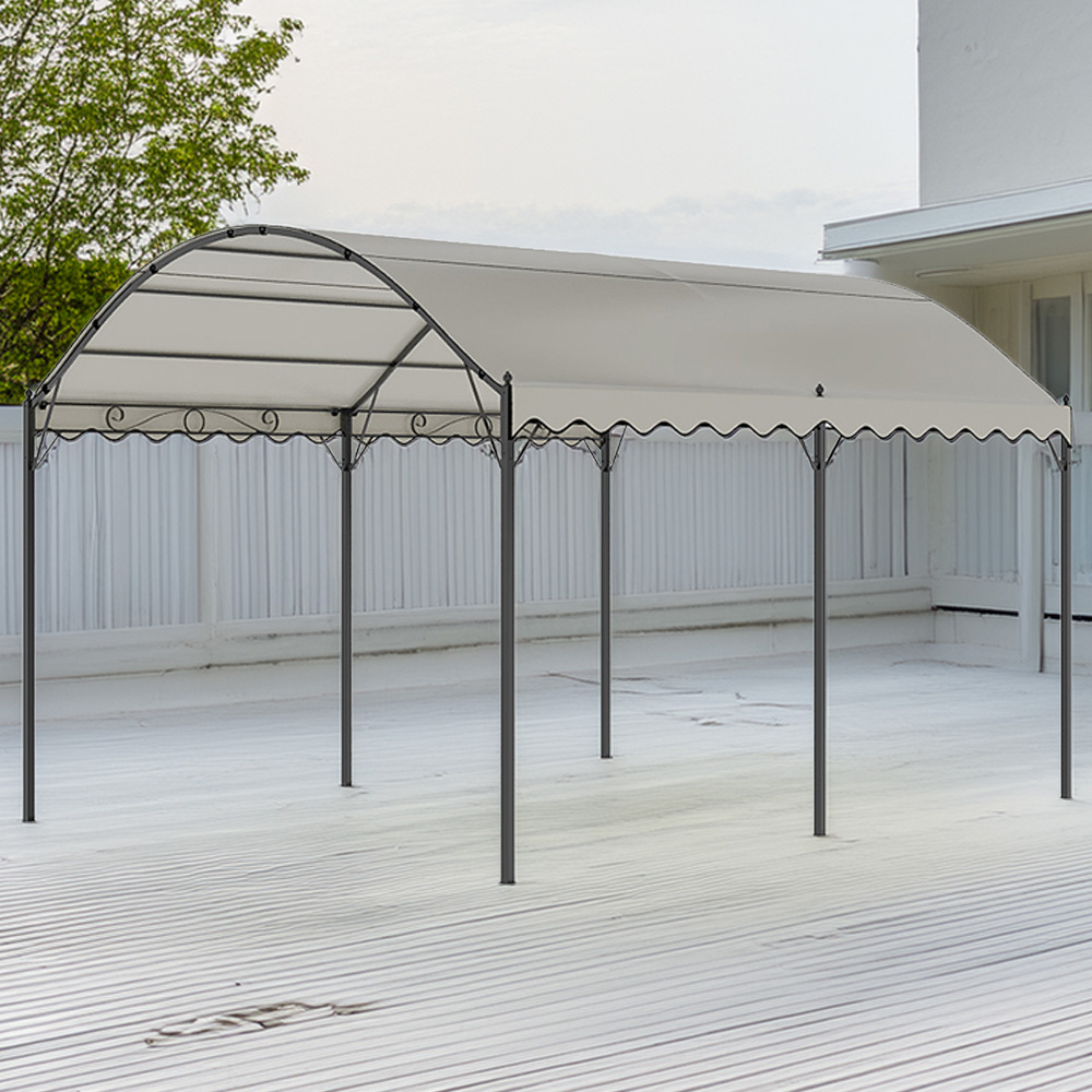 Living and Home Black Metal Outdoor Arched Pergola with Canopy 3 x 4m