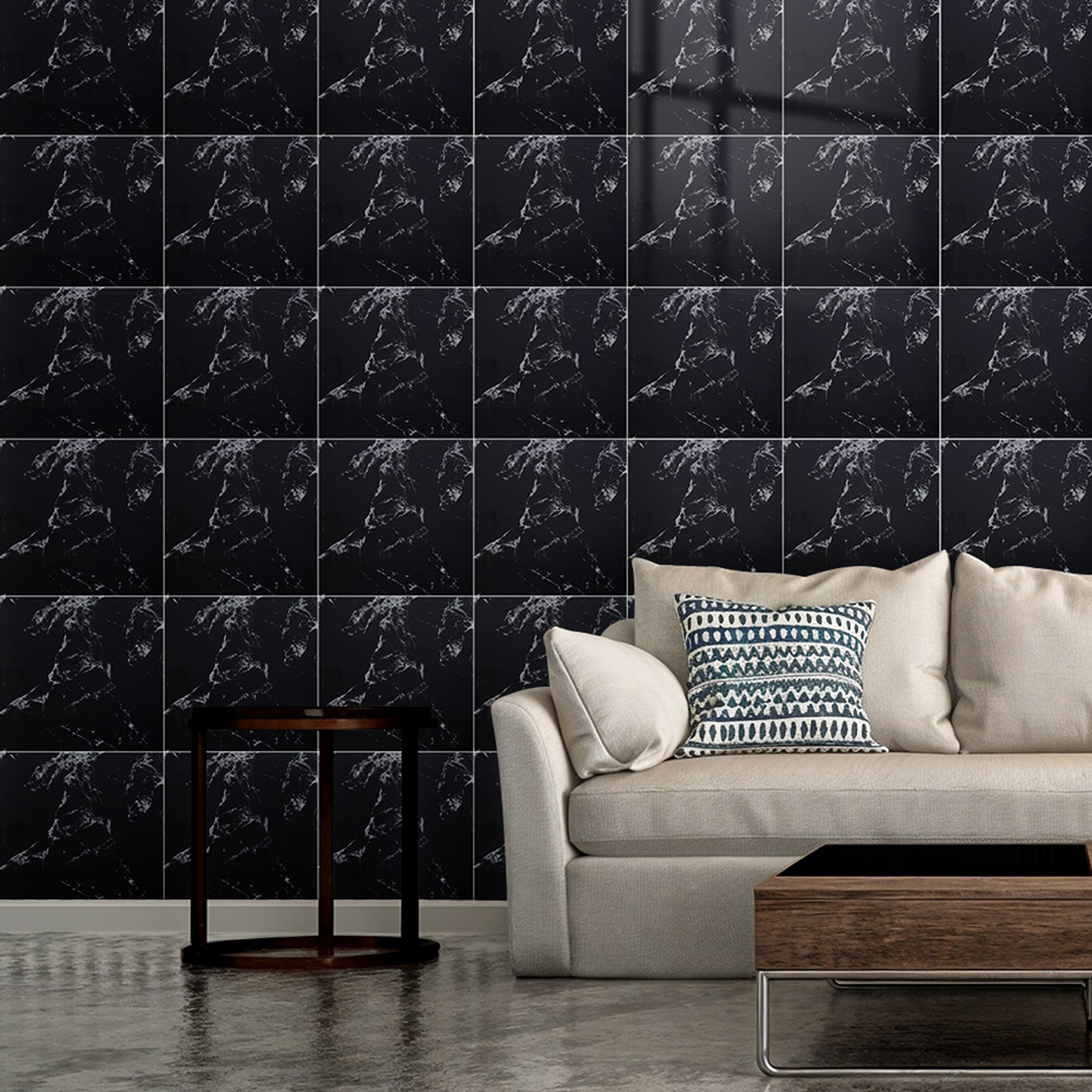 Living and Home Marble Patterned Neutral Grey PVC Self Adhesive Wall Sticker 10 Pack