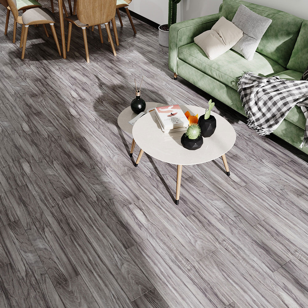 Living and Home Light Grey Wood Grain Rectangle PVC Flooring Self Adhesive 36 Pack