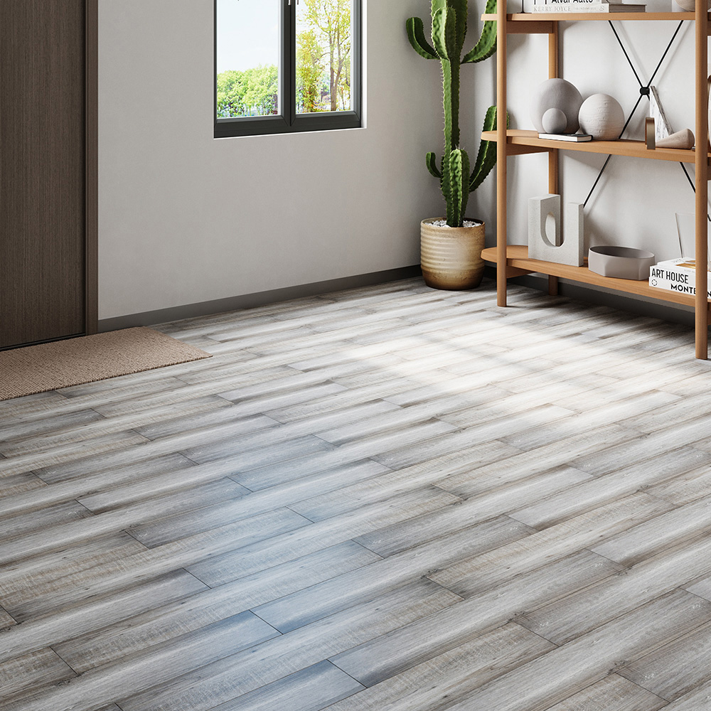 Living and Home Ash Grey Rectangle PVC Flooring Self Adhesive 36 Pack