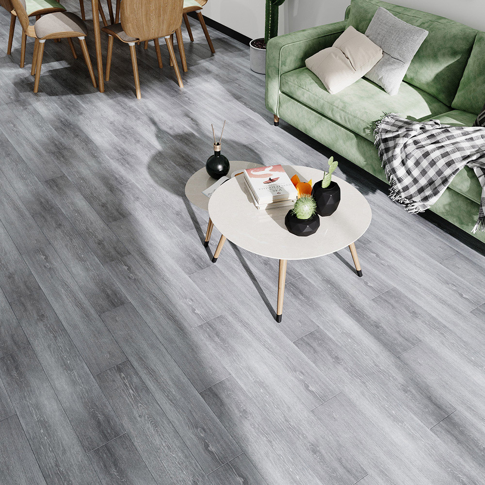 Living and Home Smoky Grey Wood Grain Rectangle PVC Flooring 20 Pack
