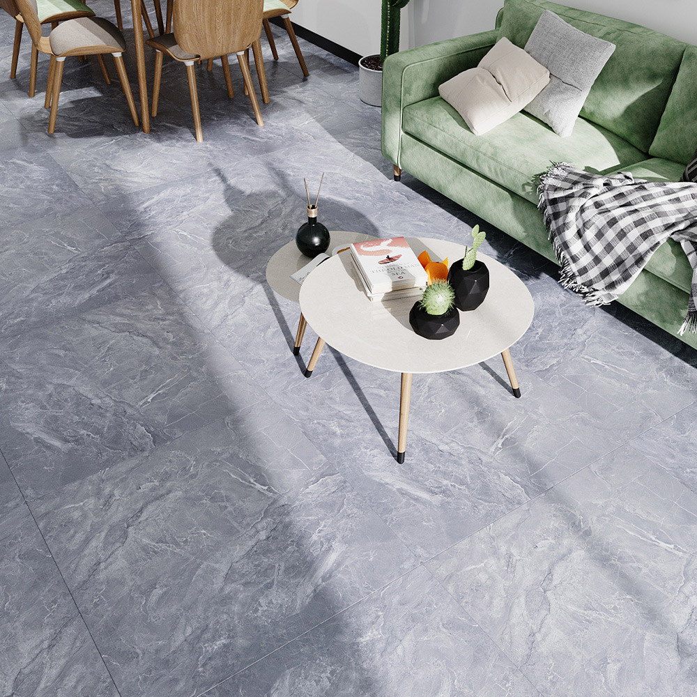 Living and Home Realistic Stone Texture Deep Grey Marble PVC Self Adhesive Flooring 8 Pack