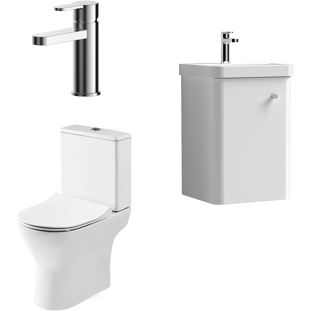 Nuie White Core 400Mm Satin Wall Hung Unit With Tap And Wc Small