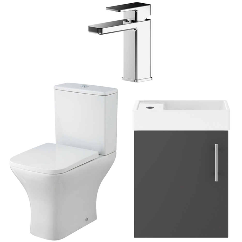 Nuie Grey Vault 400Mm Gloss Wall Hung Unit With Wc And Tap Small