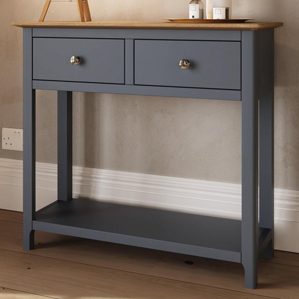 FWStyle Taberno 2 Drawer Graphite Blue Hallway Console Table