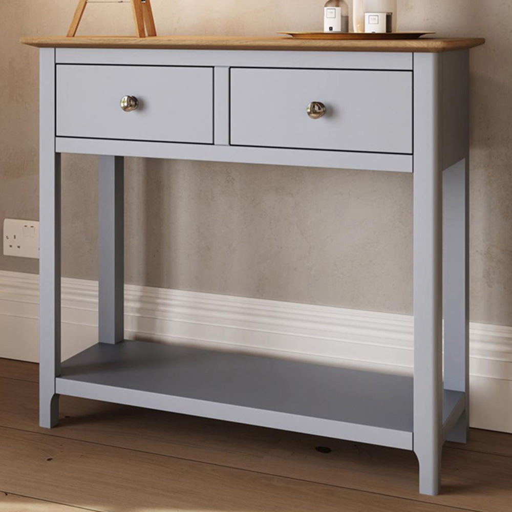 FWStyle Taberno 2 Drawer Dove Grey Hallway Console Table
