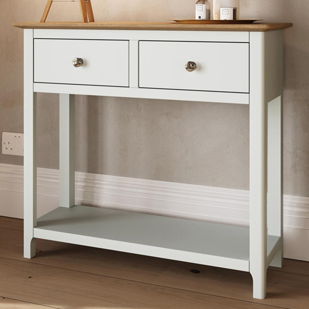 FWStyle Taberno 2 Drawer White Linen Hallway Console Table