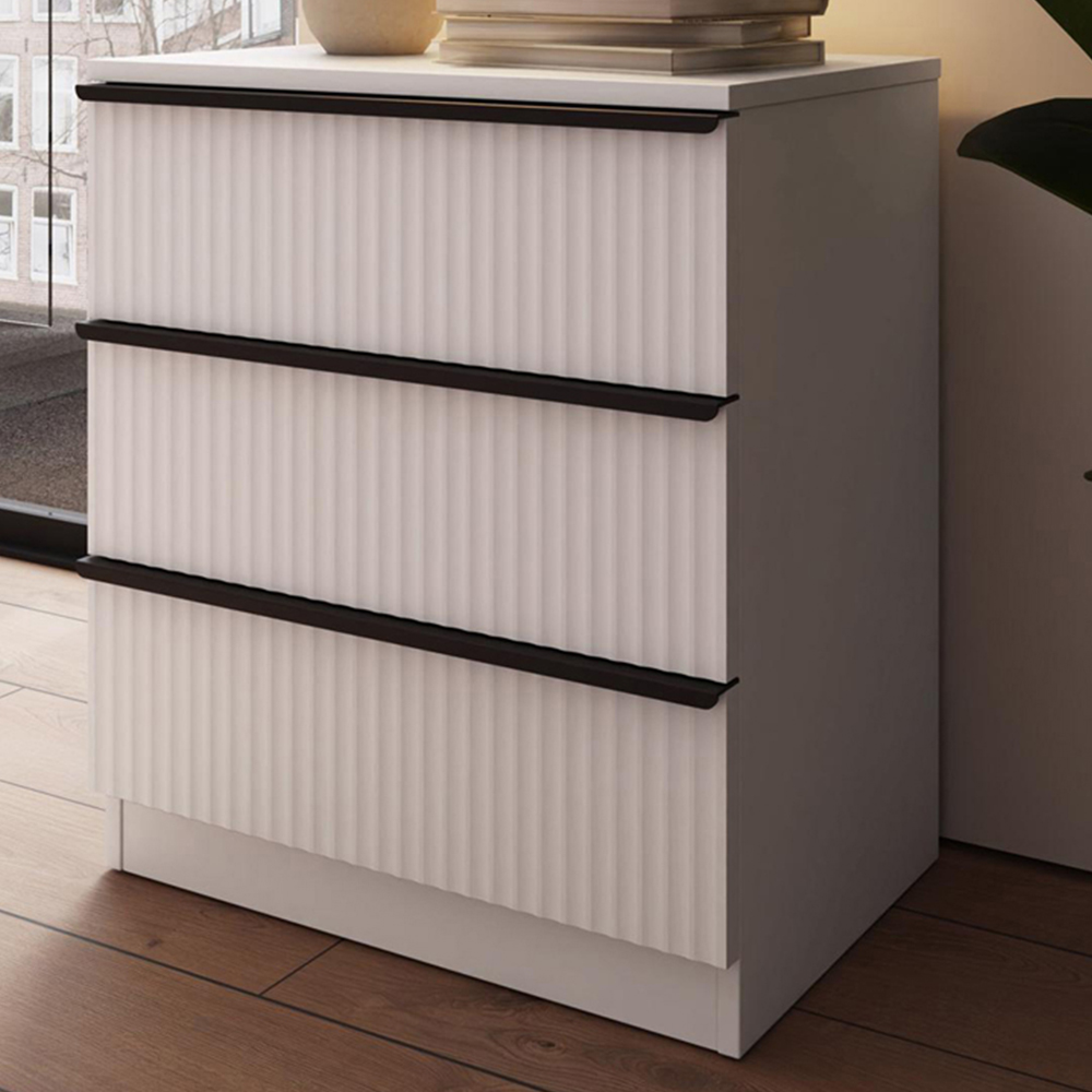 Fwstyle White Lania Drawer Scalloped Ripple Effect Chest Of Drawers Size 3