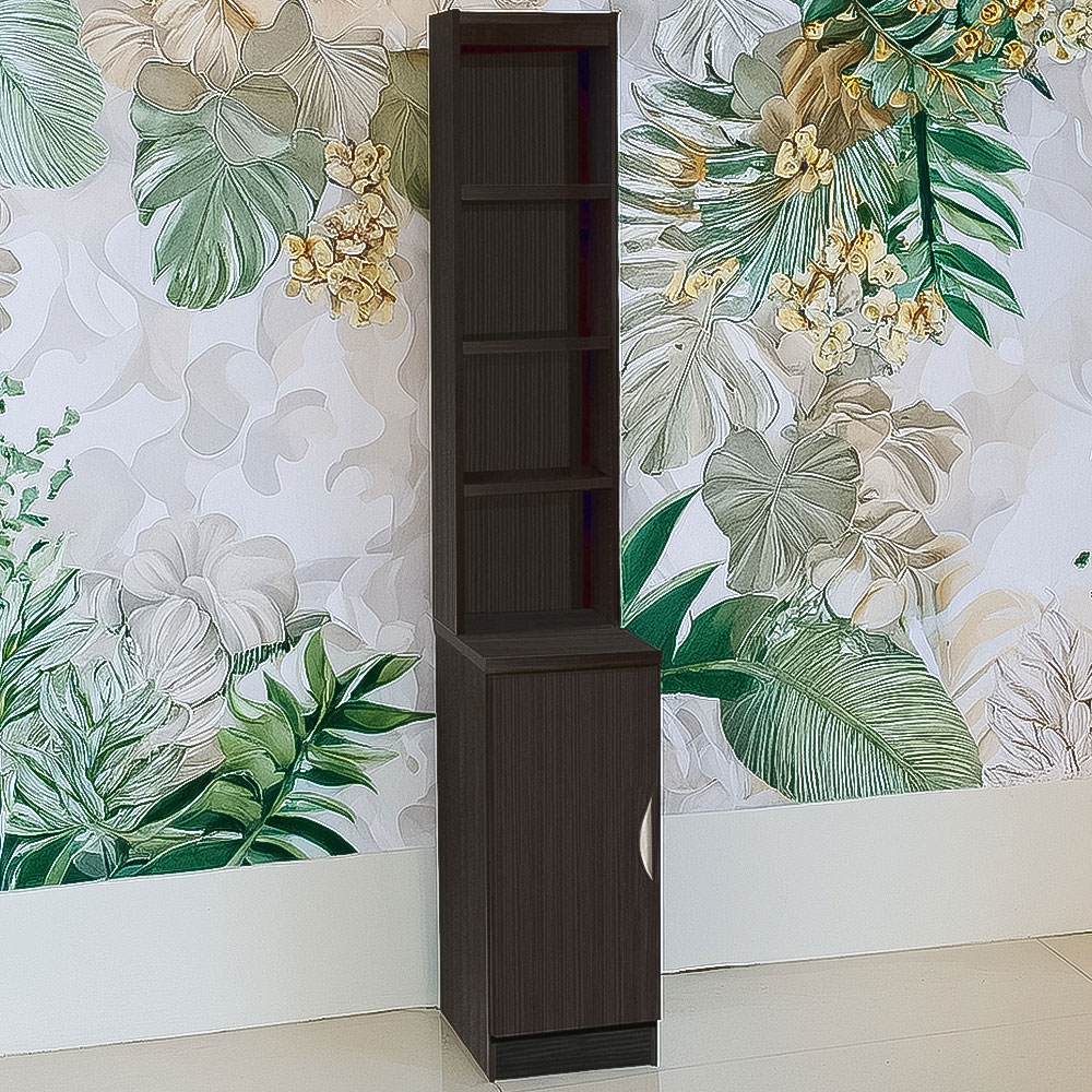 R White Cabinets Single Door 4 Shelf Black Desk Height Cupboard with Hutch