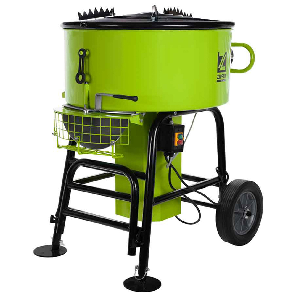 Zipper ZI-ZWM120 230V 120L Force Action Concrete Mixer - Steel Construction - 1100W Motor - Green
