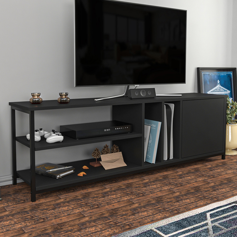 Decorotika Oneida Single Door 4 Shelf Black and Anthracite TV Unit