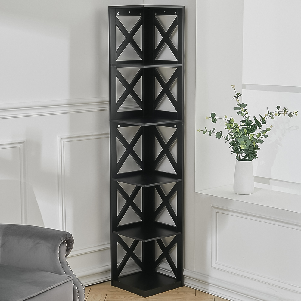 Living and Home 5 Shelf Industrial Wooden Display Shelves