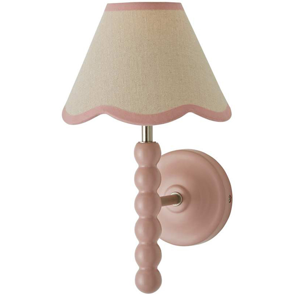 ValueLights Trim Scallop Shade Pink Bobbin LED Wall Light with Bulb