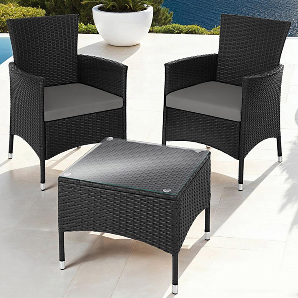 tectake Lucerne 2 Seater Black Garden Bistro Set