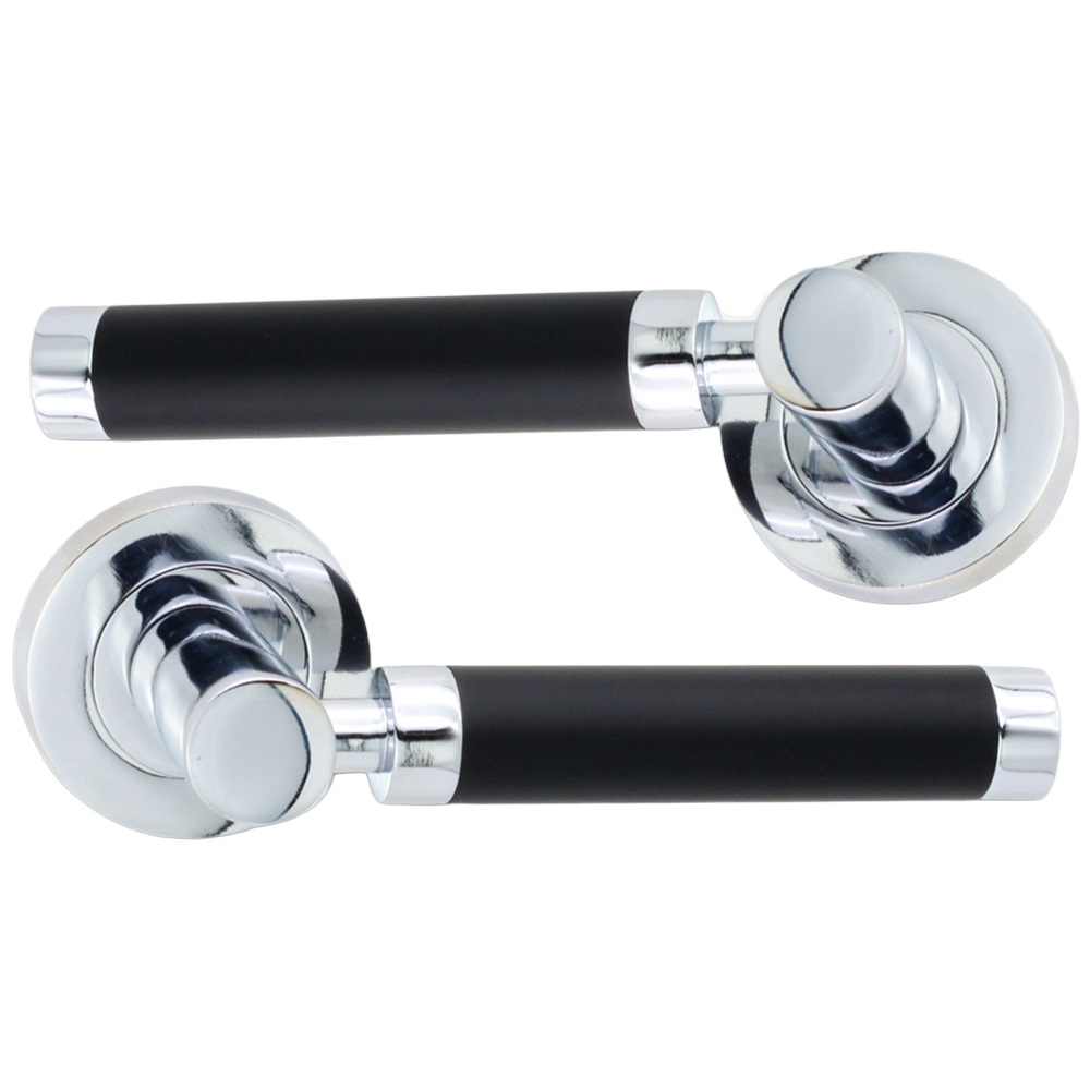 Spira Brass Zest Black and Chrome Dual Tone Lever Door Handle 2 Pack