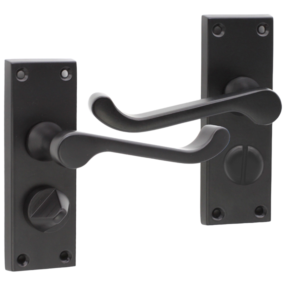 Spira Brass Victorian Matt Black Scroll Privacy Lever Door Handle 2 Pack