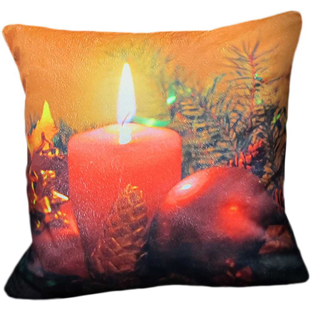 Velosso Red Christmas LED Light Up Candle Filled Cushion 43 x 43cm 2 Pack