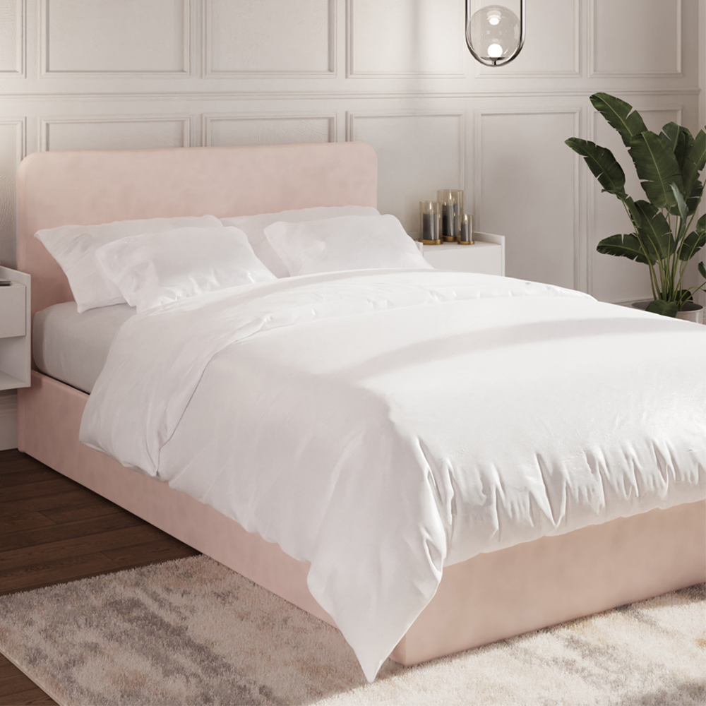 GFW Chiswick Small Double Ottoman Bed - Soft Pink - Gas Hydraulic Lift Storage