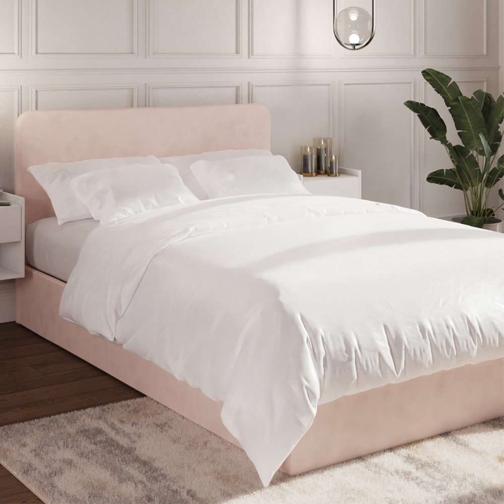 GFW Chiswick Double Ottoman Bed - Soft Pink - Gas Hydraulic Lift Storage