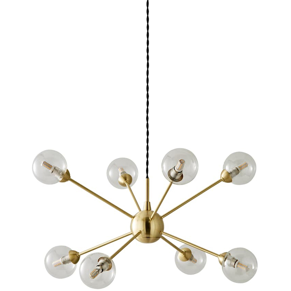 ValueLights Sputnik 8 Way Gold Glass Globe Pendant Ceiling Light with Bulbs