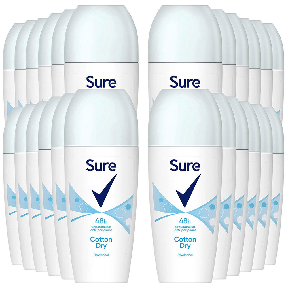 Sure Women Cotton Dry 48H Protection Anti-Perspirant Roll On Deodorant 50ml 24 Pack