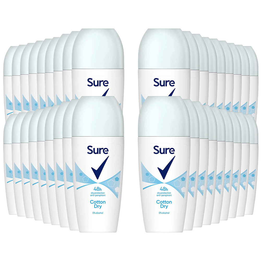 Sure Women Cotton Dry 48H Protection Anti-Perspirant Roll On Deodorant 50ml 36 Pack