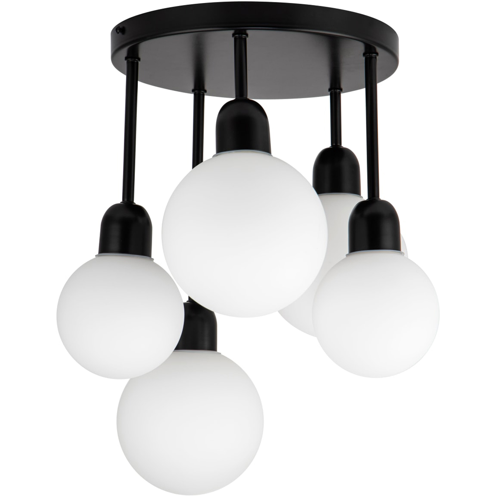 Cosylyte 5 Light Matt Black Opal Glass Ceiling Light