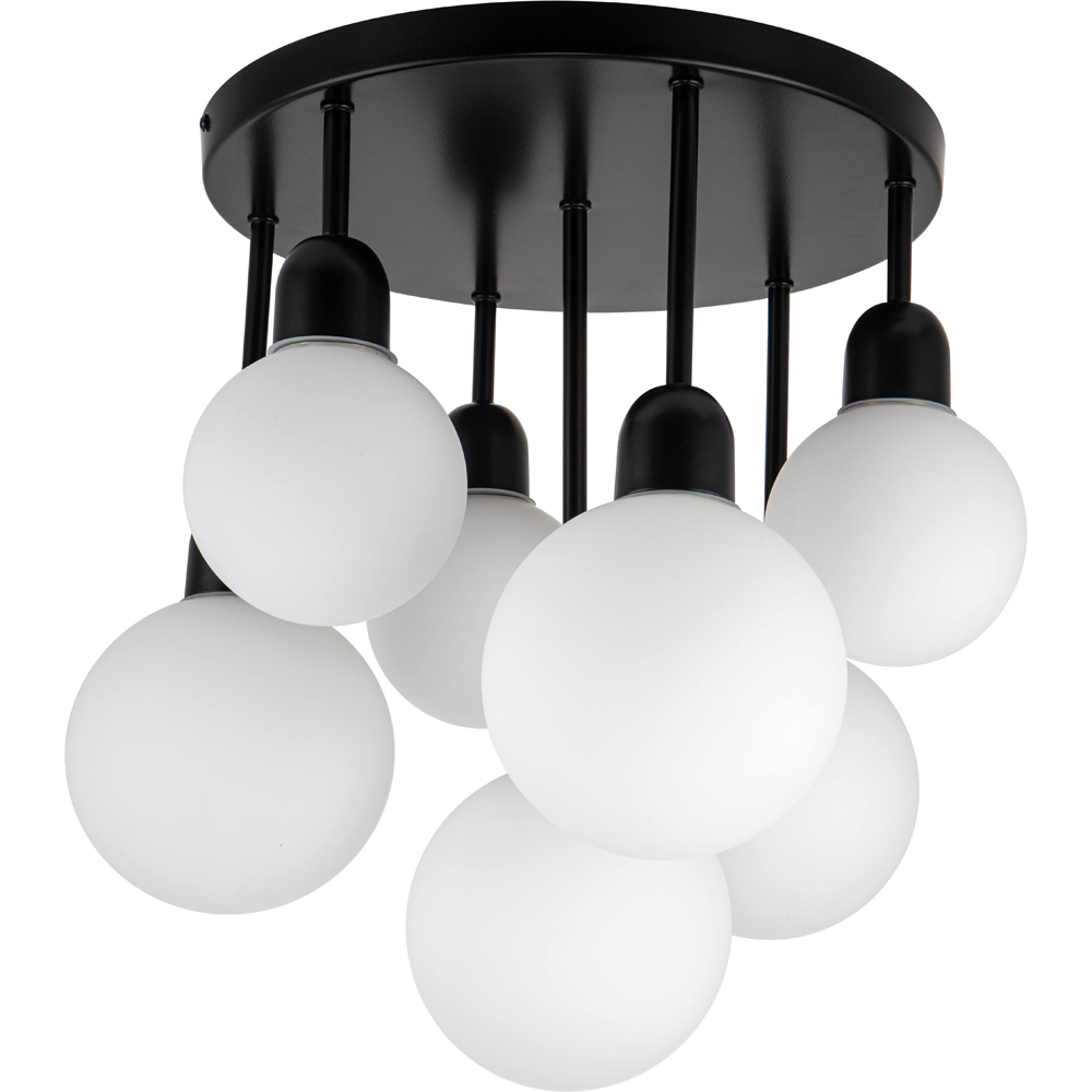 Cosylyte 7 Light Matt Black Opal Glass Ceiling Light