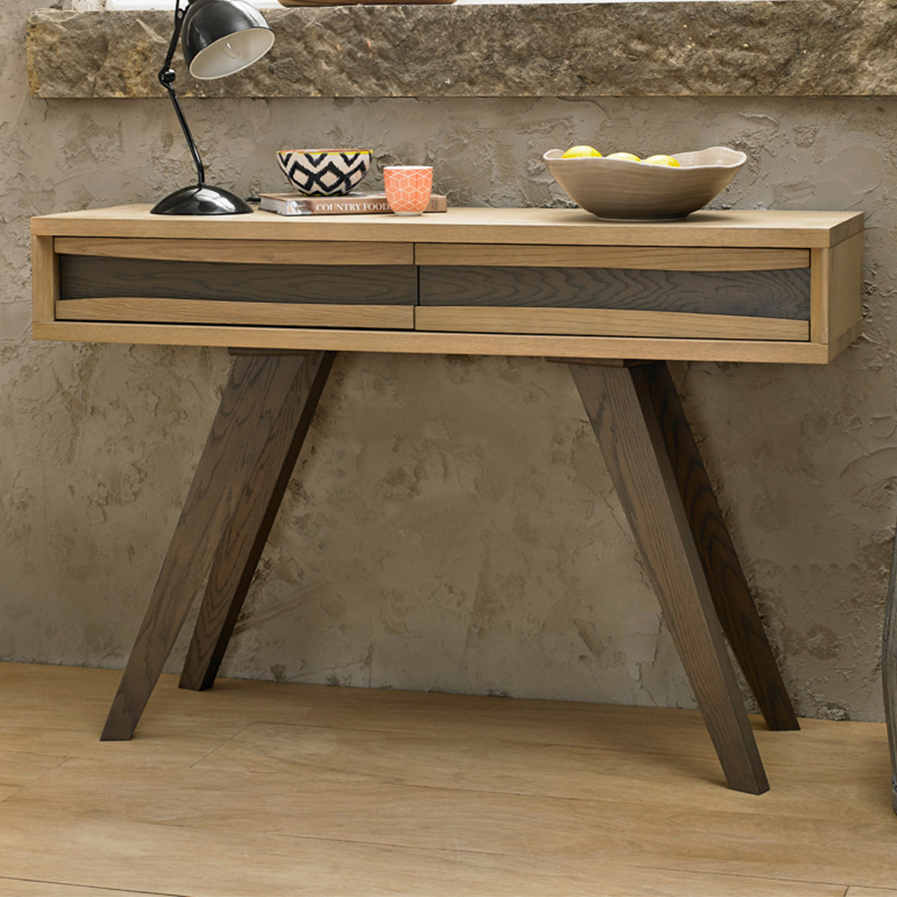 Bentley Designs Cadell 2 Drawer Aged Oak Console Table