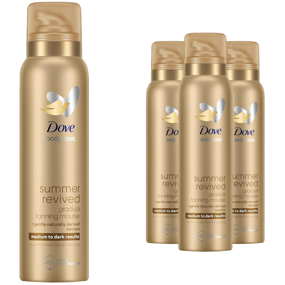 Dove Derma Spa Summer Revived Medium to Dark Skin Self Tan Body Mousse 150ml 4 Pack
