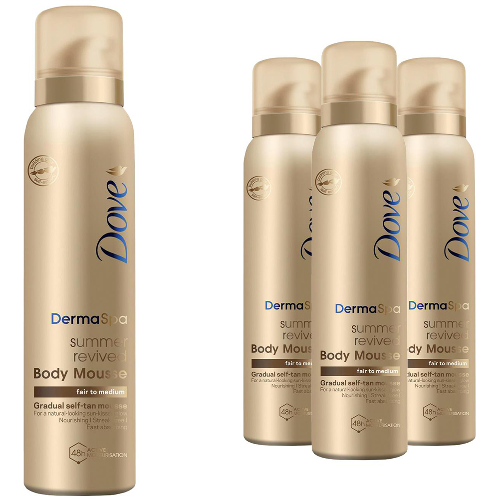 Dove Derma Spa Summer Revived Fair to Medium Skin Self Tan Body Mousse 150ml 4 Pack