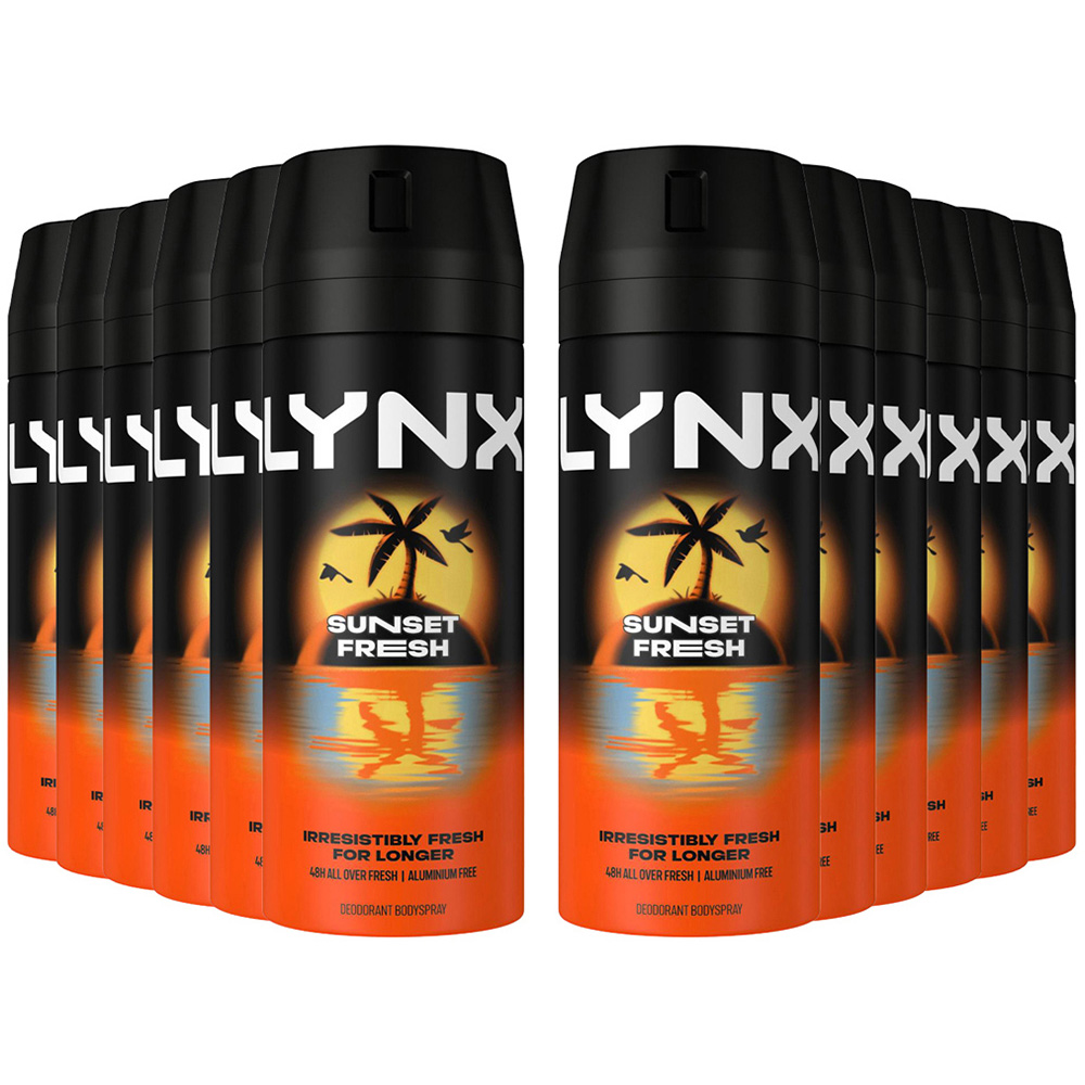 Lynx Sunset Fresh Men's Deodorant Body Spray 150ml 12 Pack