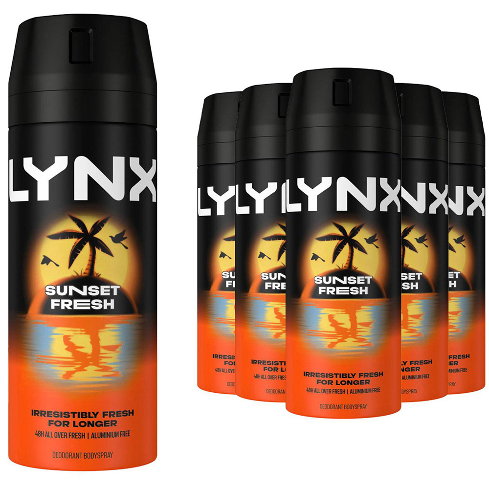 Lynx Sunset Fresh Men's Deodorant Body Spray 150ml 6 Pack