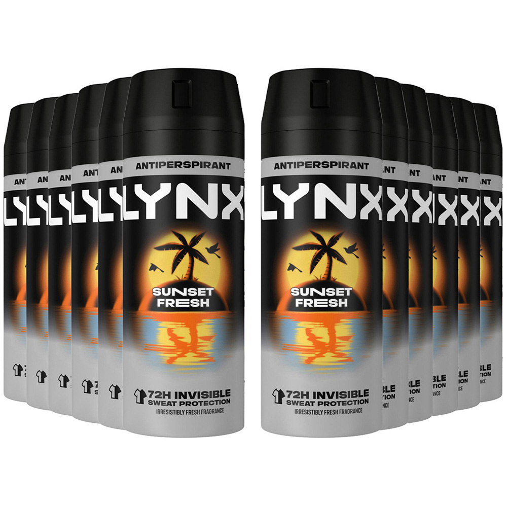 Lynx Sunset Fresh 72H Protection Antiperspirant Aerosol Deodorant Spray 150ml 12 Pack