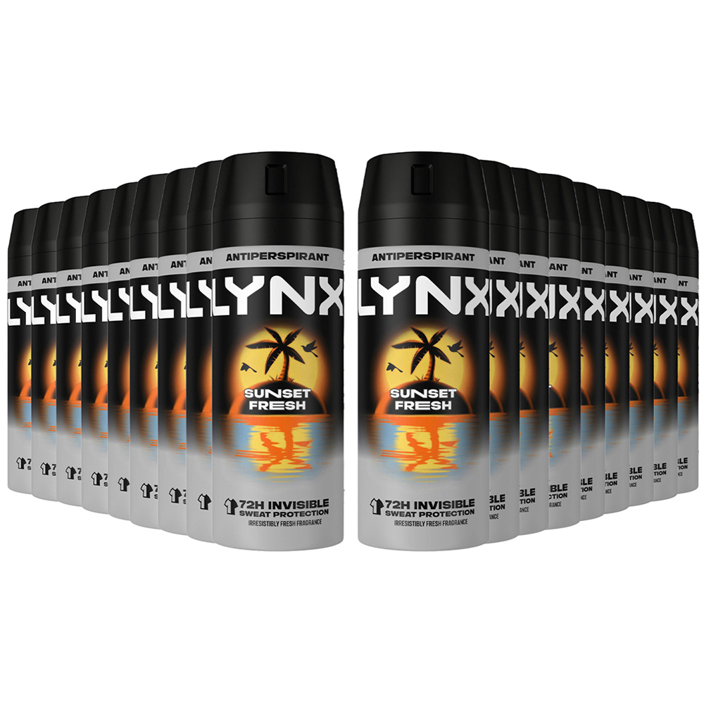 Lynx Sunset Fresh 72H Protection Antiperspirant Aerosol Deodorant Spray 150ml 18 Pack