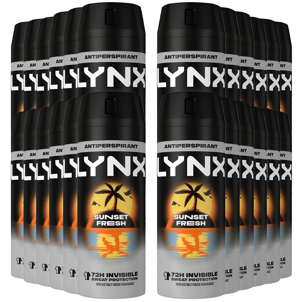 Lynx Sunset Fresh 72H Protection Antiperspirant Aerosol Deodorant Spray 150ml 24 Pack
