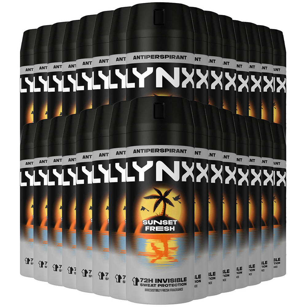 Lynx Sunset Fresh 72H Protection Antiperspirant Aerosol Deodorant Spray 150ml 30 Pack