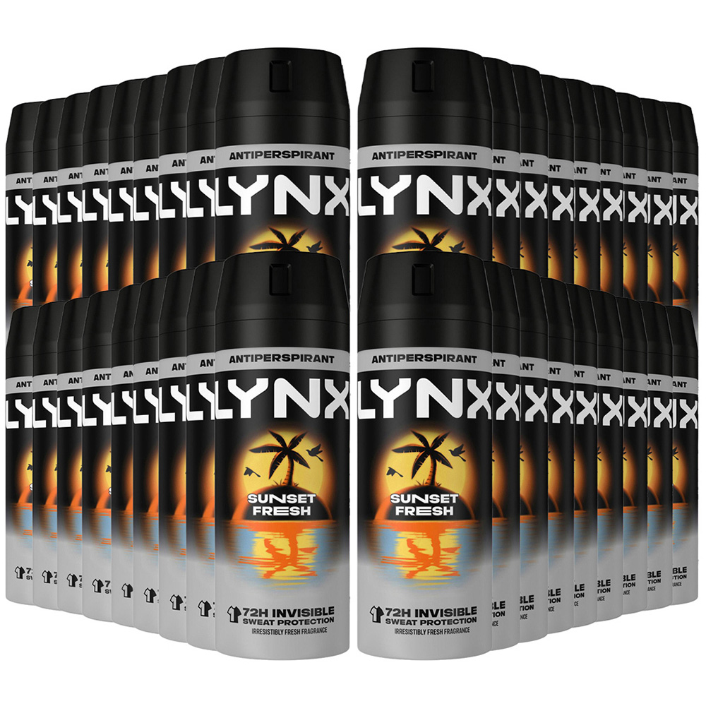 Lynx Sunset Fresh 72H Protection Antiperspirant Aerosol Deodorant Spray 150ml 36 Pack