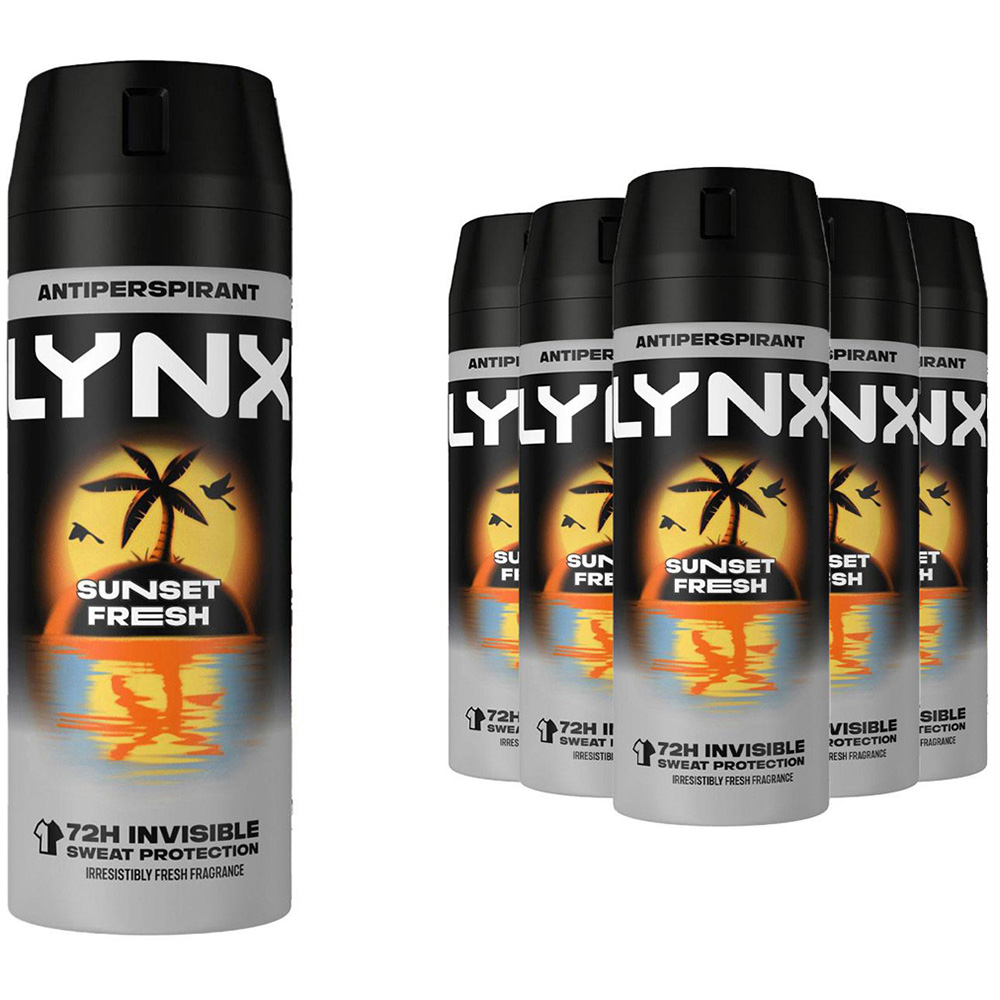 Lynx Sunset Fresh 72H Protection Antiperspirant Aerosol Deodorant Spray 150ml 6 Pack