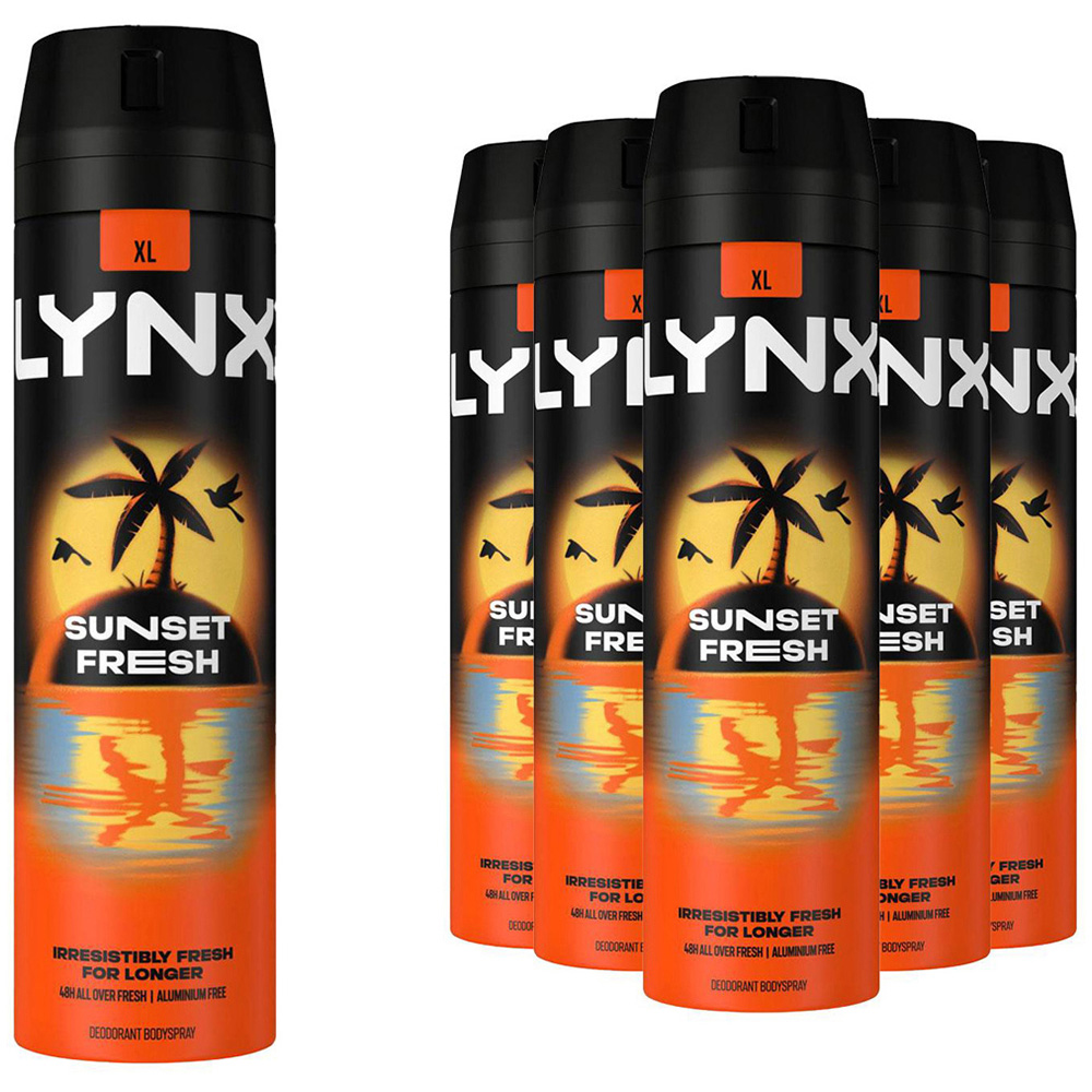 Lynx Sunset Fresh Men's Deodorant Body Spray 200ml 6 Pack