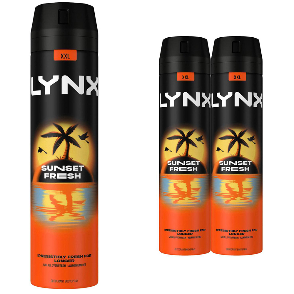 Lynx Sunset Fresh Deodorant Body Spray 250ml 3 Pack